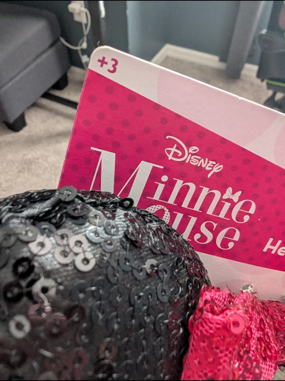 Disney Sequin Minnie Mouse Headband in Black and Red